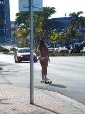 Bikini skateboard Miami Beach