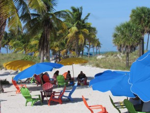 Le sud de la plage de Crandon Park, sur l'île de Key Biscayne à Miami