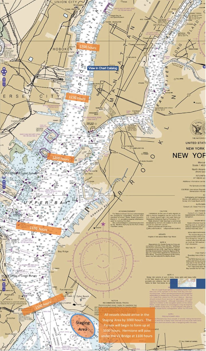 Carte de la parade de l'Hermione La fayette le 4 juillet à New-York pour Independance Day
