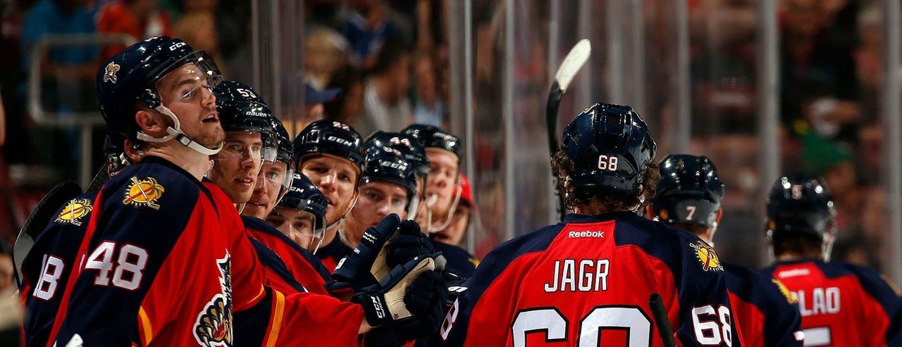 Les Florida Panthers fêtant leur victoire de décembre face aux Tricolores.