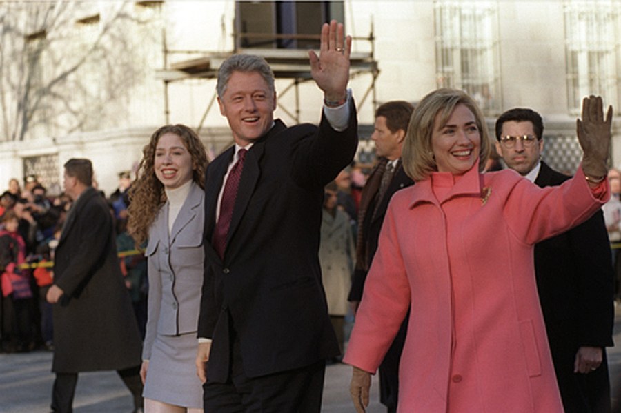 La famille Clinton le jour de l'inauguration présidentielle de 1997.