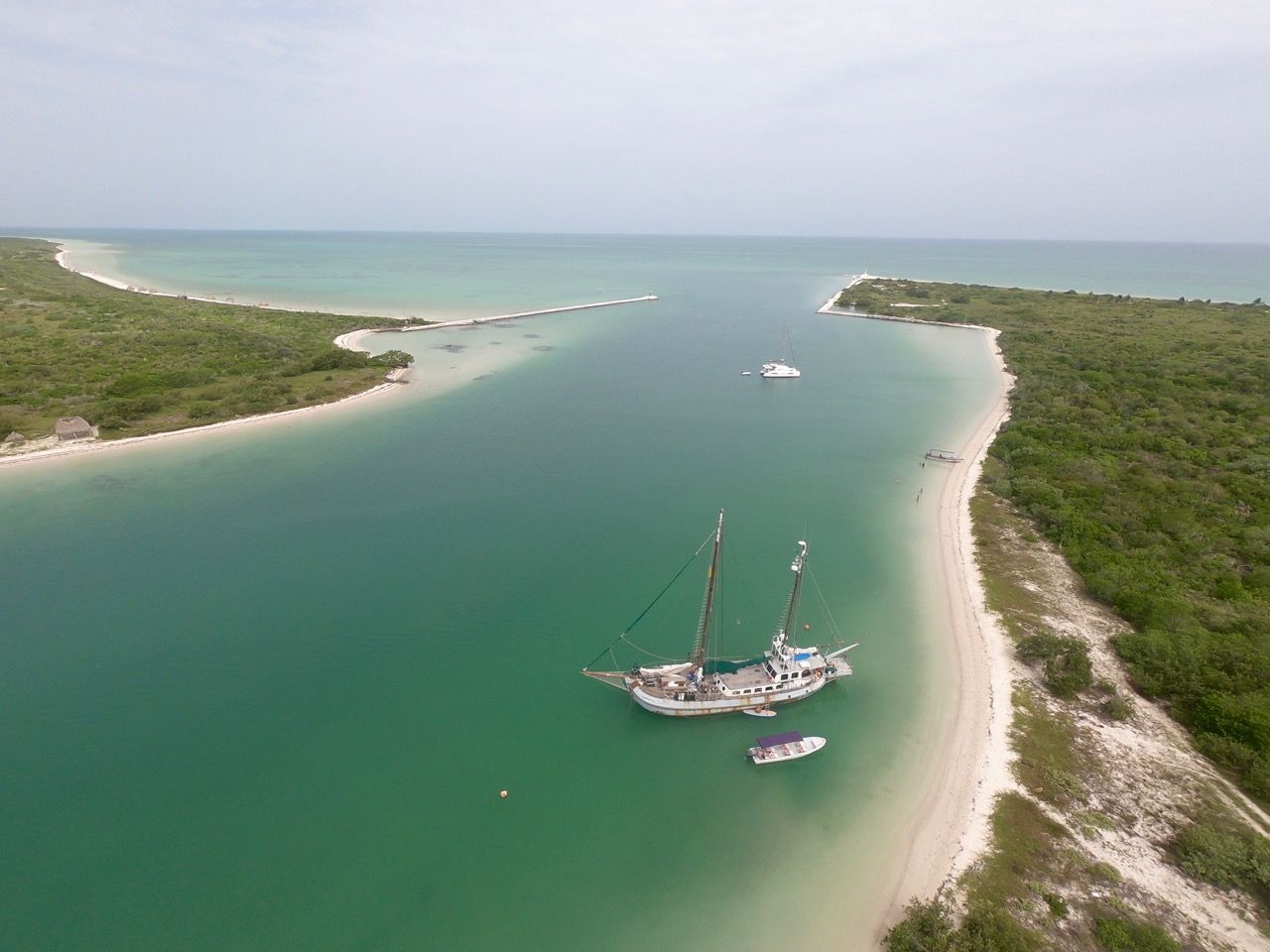 Le lagon de Rio Lagartos vu de drone.
