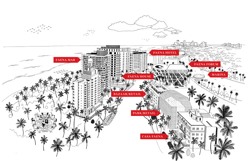 Carte du resort Faena à Miami Beach