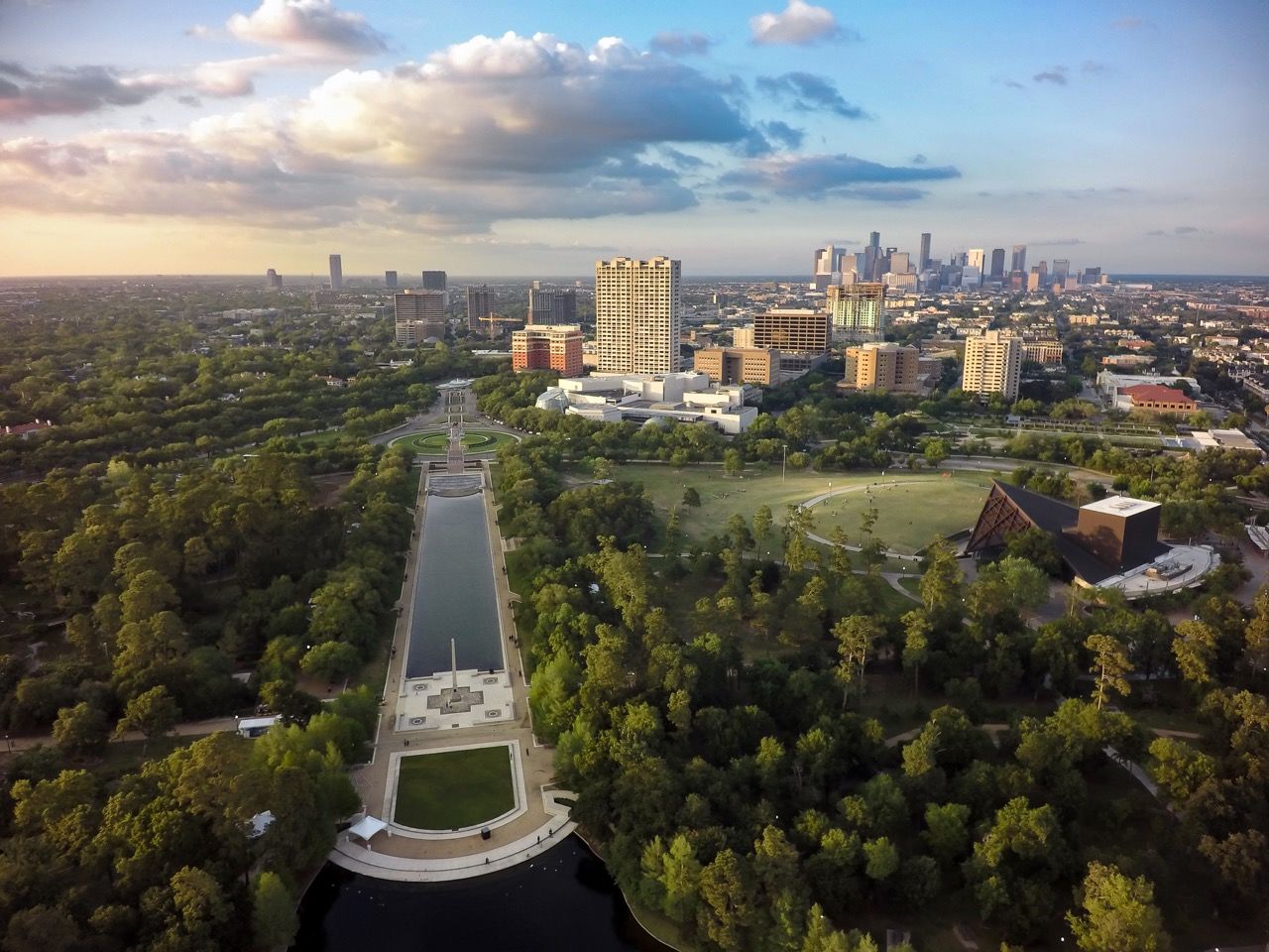 Skyline de Houston à Hermann Park