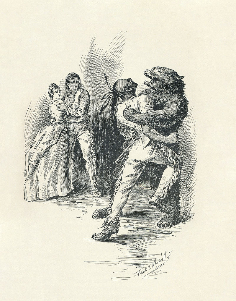 Illustration publiée dans l'édition de 1896. du livre Le dernier des Mohicans.