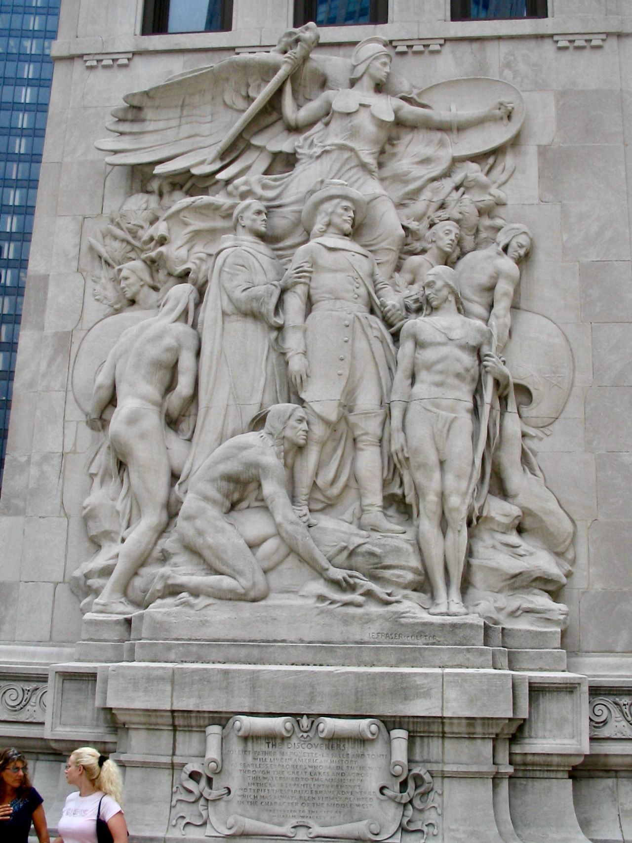 Hommage aux découvreur français sur le Desable Bridge de Chicago.