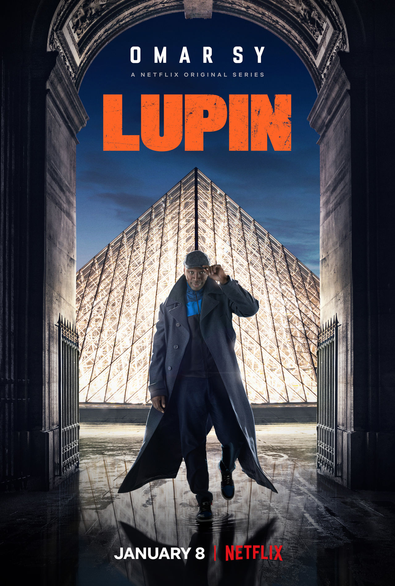 Affiche de la série "Lupin" (avec Omar Sy) produite par Netflix