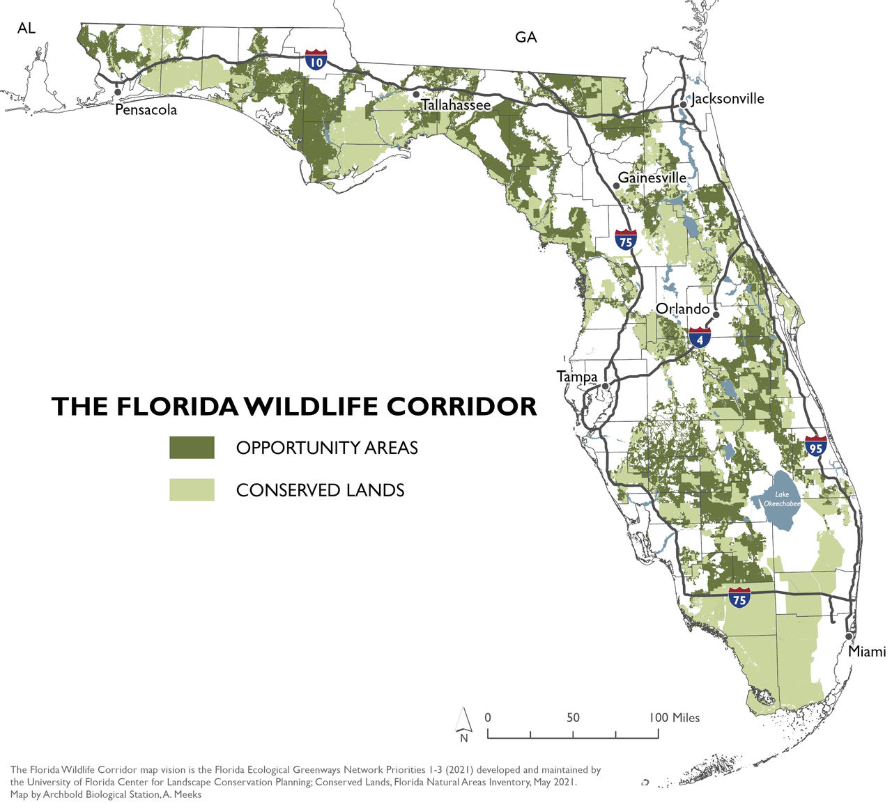 Carte du Florida Wildlife Corridor
