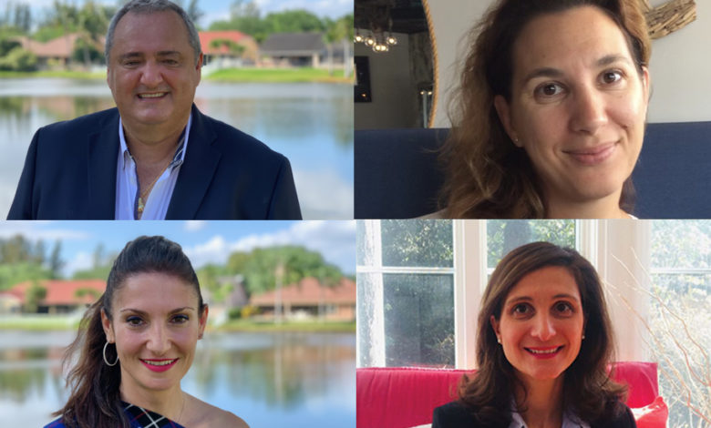 Les 4 conseillers de Floride En haut : Franck Bondrille et Aline Martin O'Brien. En bas : Axelle Gault et Laure Pallez.