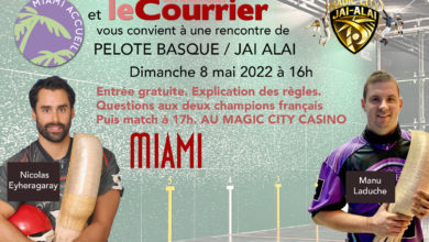 Miami Accueil et Le Courrier vous convient à une rencontre de pelote basque à Miami le 8 mai prochain