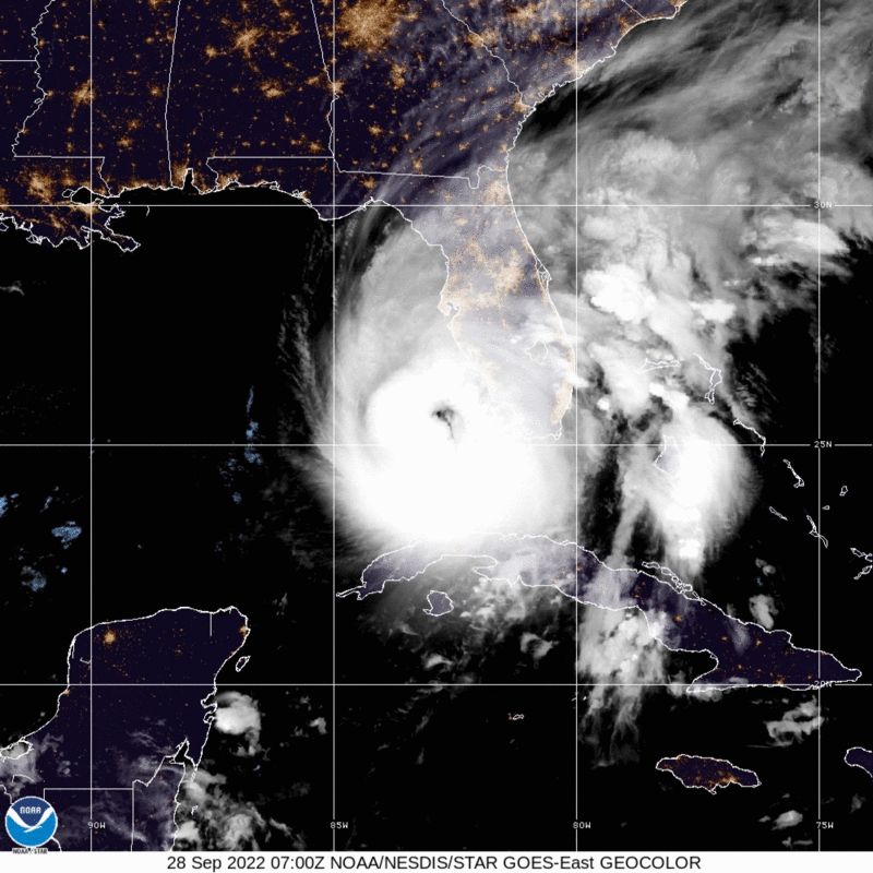 L'image satellite de l'ouragan Ian en approche de la Floride