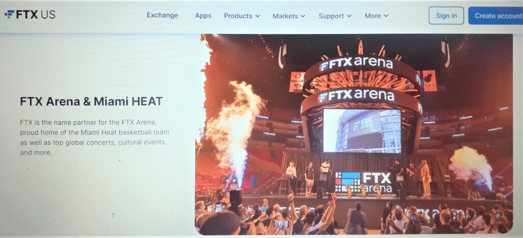 Capture d'cran du site FTX