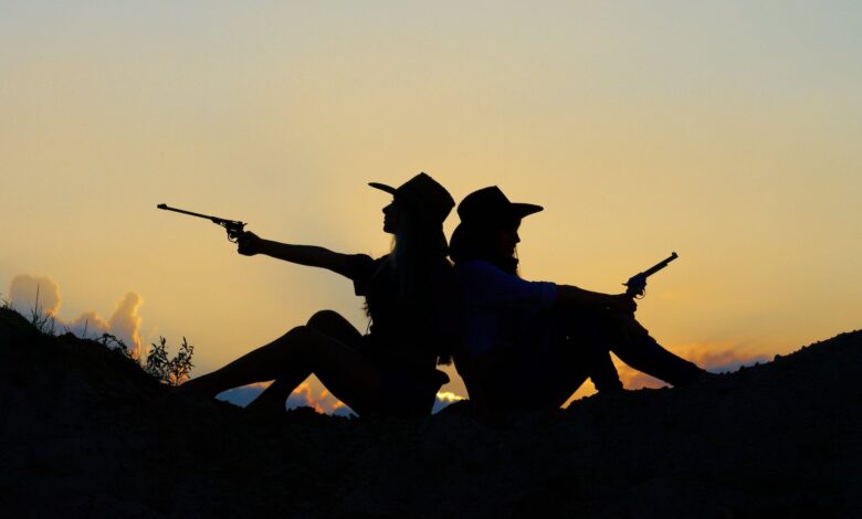 action adults backlit dawn