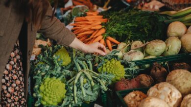 photograph of a person s hand picking vegetables