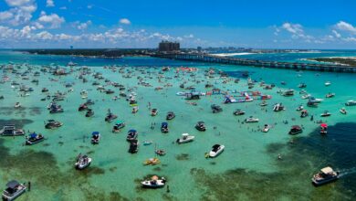 Les plus belles barres de sable en Floride. Cette photo : Crab Island à Destin.