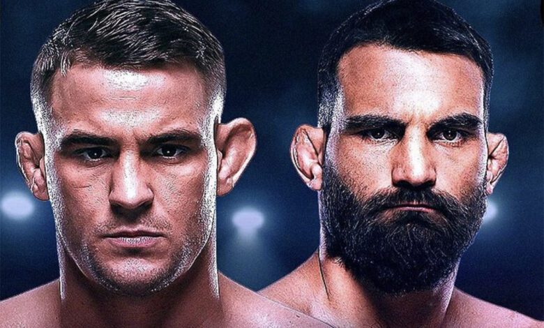 Dustin Poirier et Benoît Saint-Denis en combat à Miami