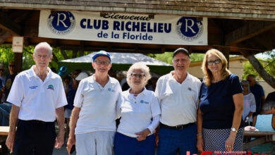 Commissionner Bill Hodgkins, Sylvain Frétigny, Denise et Yvon Lefebvre, Rosaline Cyr, lors de la Journée du Québec 2025.