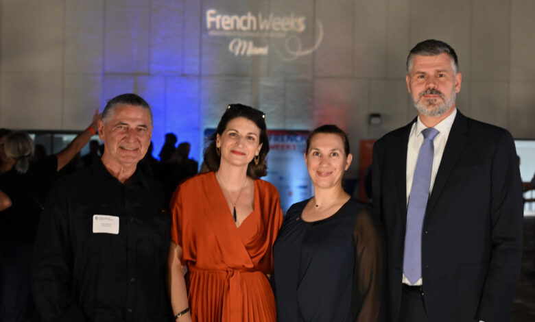 Serge J. Massat, Annabelle Ballot-Potier, ALine Martin O'Brien, Jean-Christophe Larose lors de la soirée d'ouverture des French Weeks Miami 2025 !